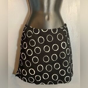 Black Circle-Print A-Line Skirt